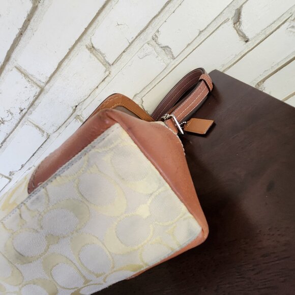 Vintage Rare Coach Signature Yellow Handbag Satchel Purse - Picture 9 of 15